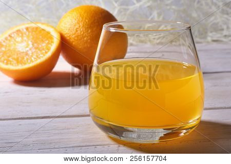 Orange Jam And Juice In Glass. Morning Breakfast.