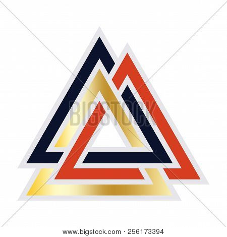 Viking Valknut Rune Made In Germanic People Colors. Viking Wariror Symbol.