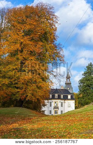 Golden Autumn Park Near Charlottenlund Palace, North Of Copenhagen