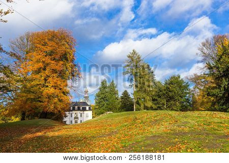 Golden Autumn Park Near Charlottenlund Palace, North Of Copenhagen