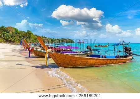 Traditional Thai Boat On Phi Phi Don