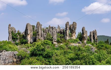 Shilin Stone Forest, Yunnan Province - China. The Stone Forest Or Shilin Is A Notable Set Of Limesto