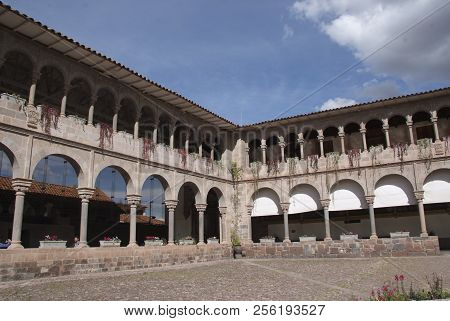 Koricancha Temple Courtyard In Cusco, Peru. Temple