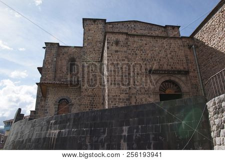 Koricancha Temple Courtyard In Cusco, Peru. Temple