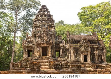 Thommanon Temple Ruins Is Khmer Ancient Temple In Complex Angkor Wat In Siem Reap, Cambodia In A Sum