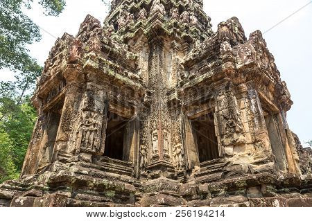 Thommanon Temple Ruins Is Khmer Ancient Temple In Complex Angkor Wat In Siem Reap, Cambodia In A Sum