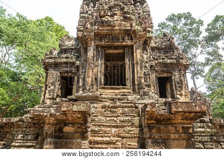 Thommanon Temple Ruins Is Khmer Ancient Temple In Complex Angkor Wat In Siem Reap, Cambodia In A Sum
