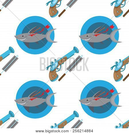 Seamless Pattern For Design Surface Musket And Ramrod.