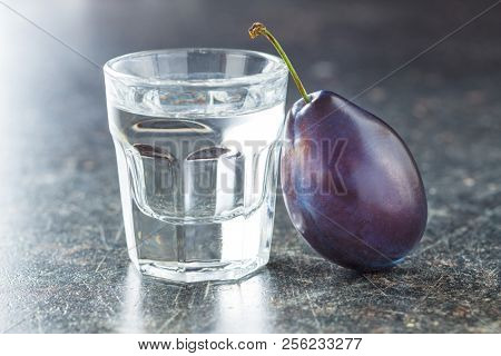 Plum brandy and plums. Tasty slivovitz.