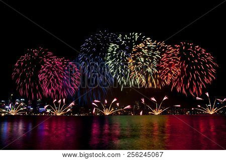 Australia Day 2018 Colorful Fireworks - Perth City