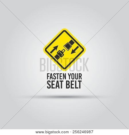 Caution With Fasten Your Seat Belt Text Yellow Sign Isolated Vector