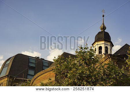 View Of The Tower On Top Of Josephskapelle In Dusseldorf, Germany.
