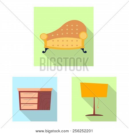 Isolated Object Of Furniture And Apartment Symbol. Collection Of Furniture And Home Vector Icon For 