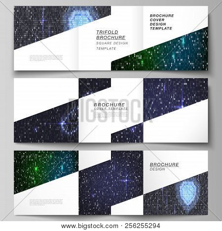 The Minimal Vector Layout Of Two Square Format Covers Design Templates For Trifold Square Brochure, 
