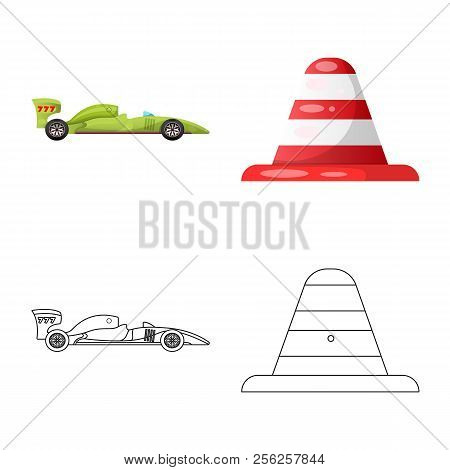 Isolated Object Of Car And Rally Sign. Collection Of Car And Race Vector Icon For Stock.