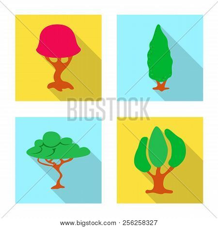 Vector Design Of Tree And Nature Icon. Collection Of Tree And Crown Vector Icon For Stock.
