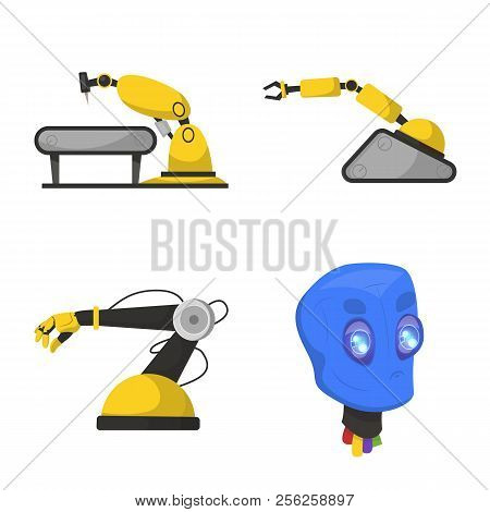 Isolated Object Of Robot And Factory Logo. Set Of Robot And Space Stock Vector Illustration.