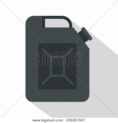 Black Jerrycan Icon. Flat Illustration Of Black Jerrycan Icon For Web Isolated On White Background