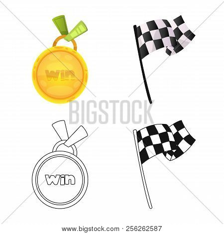 Vector Illustration Of Car And Rally Sign. Collection Of Car And Race Stock Vector Illustration.