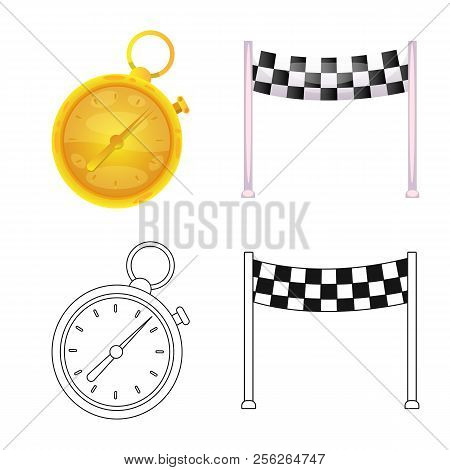 Vector Illustration Of Car And Rally Icon. Set Of Car And Race Stock Symbol For Web.