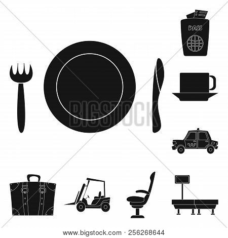 Vector Illustration Of Airport And Airplane Icon. Set Of Airport And Plane Vector Icon For Stock.