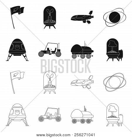 Vector Design Of Mars And Space Logo. Set Of Mars And Planet Vector Icon For Stock.