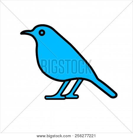 Flat Icon Blue Bird Isolated On White Background. Vector Illustration.