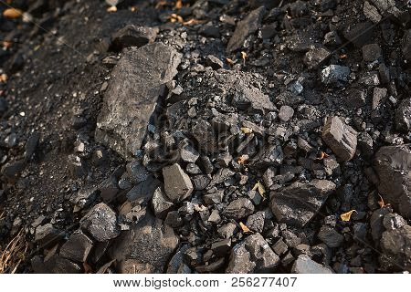 Natural Black Coals For Background. Industrial Coals