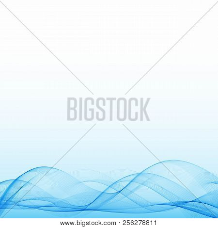 Blue Futuristic Halftone Bright Smoke Wave Background. Vector Illustration
