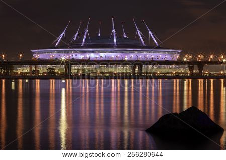 St Petersburg Arena At Night. Krestovsky Stadium. Zenit Arena. Saint Petersburg Stadium.
