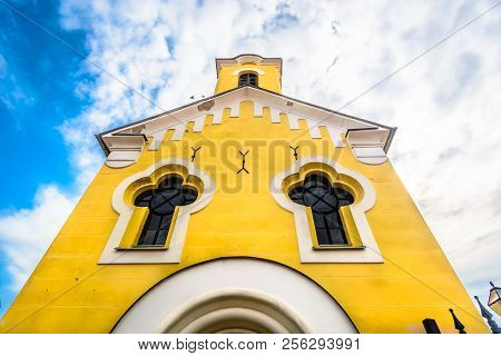 Scenic View At Orthodox Serbian Church In Varazdin Old Town, Croatia Europe.