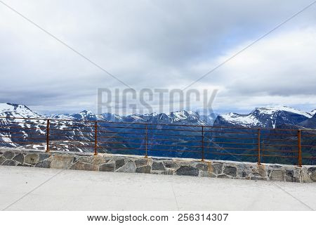 Tourism Vacation And Travel. Mountains Landscape From Dalsnibba Plateau Viewpoint, Norway Scandinavi