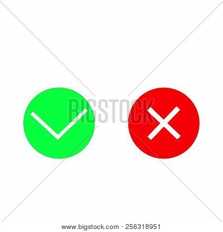 Red X And Green Ok, Icon, Vector Illustration Isolated On White Background.