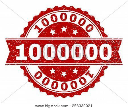 1000000 Seal Print With Corroded Style. Rubber Seal Imitation Has Circle Medallion Form And Contains
