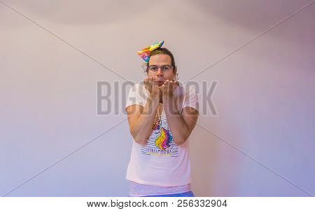 Lgbt Cute Transgender Girl Making A Blow Kiss Gesture