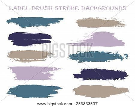Isolated Label Brush Stroke Backgrounds, Paint Or Ink Smudges Vector For Tags And Stamps Design. Pai