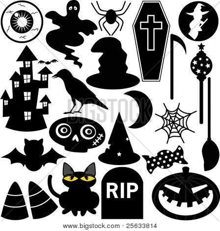 Halloween Festival tema, ikoner / designelementer: silhuet