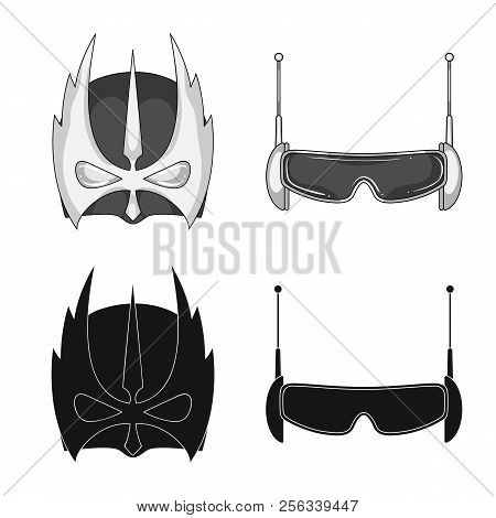 Vector Illustration Of Hero And Mask Logo. Collection Of Hero And Superhero Vector Icon For Stock.