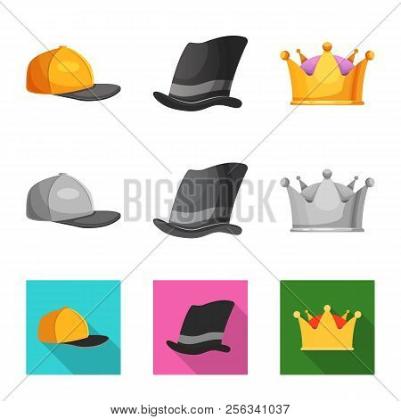 Isolated Object Of Headwear And Cap Symbol. Set Of Headwear And Accessory Stock Vector Illustration.