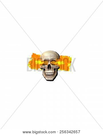 Halloween Photo Of A Skull With Fire Coming Out Of Its Eyes On A Transparent Back Ground (png), Read