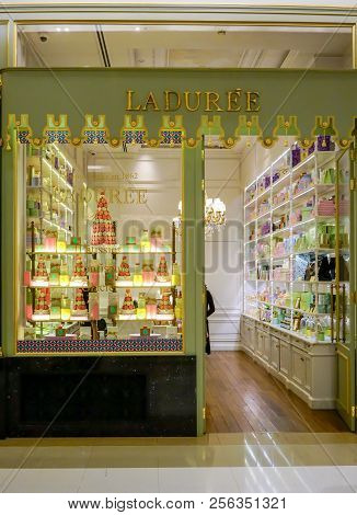 Laduree Shop At Siam Paragon, Bangkok, Thailand, May 9, 2018 :  French Luxury Bakery And Sweets Stor