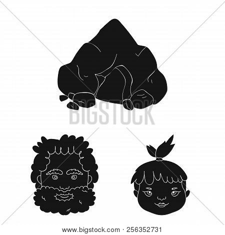 Life In The Stone Age Black Icons In Set Collection For Design. Ancient People Vector Symbol Stock W