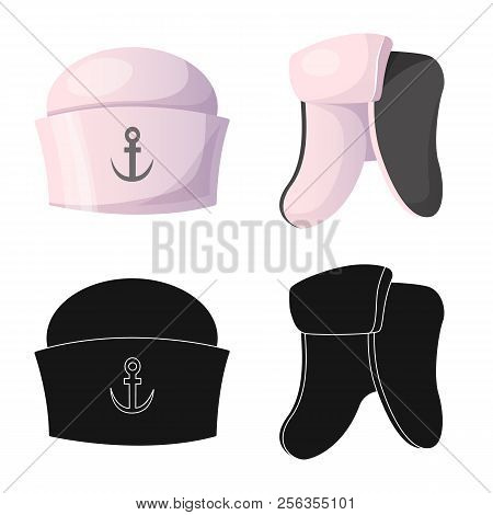 Vector Illustration Of Headwear And Cap Sign. Set Of Headwear And Accessory Stock Vector Illustratio