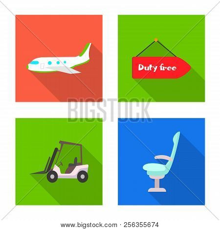 Vector Illustration Of Airport And Airplane Icon. Collection Of Airport And Plane Stock Vector Illus