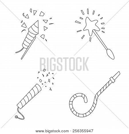 Vector Design Of Party And Birthday Symbol. Set Of Party And Celebration Vector Icon For Stock.