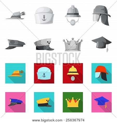 Vector Design Of Headwear And Cap Symbol. Collection Of Headwear And Accessory Vector Icon For Stock