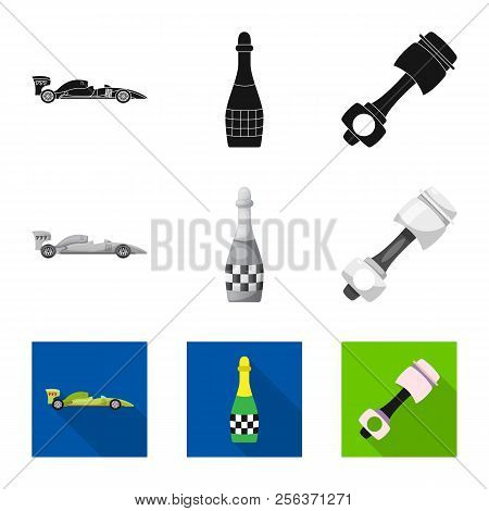 Vector Design Of Car And Rally Symbol. Set Of Car And Race Stock Vector Illustration.