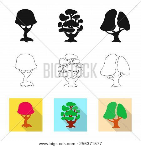 Vector Illustration Of Tree And Nature Logo. Set Of Tree And Crown Vector Icon For Stock.