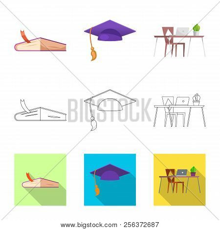 Vector Illustration Of Education And Learning Sign. Set Of Education And School Vector Icon For Stoc
