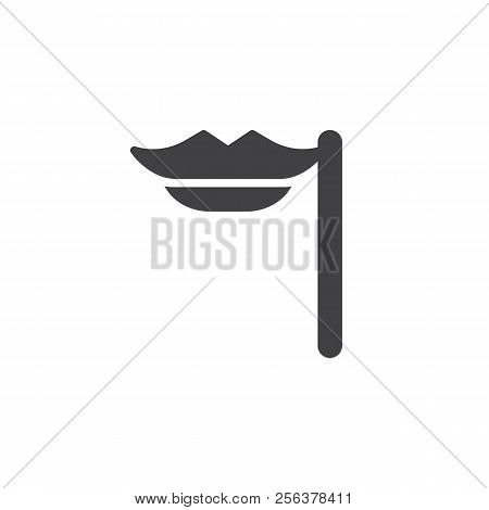 Lips On A Stick Vector Icon. Filled Flat Sign For Mobile Concept And Web Design. Party Mask Simple S